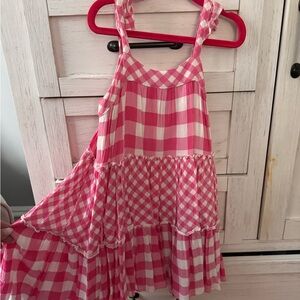 Girls French connection Pink and White Gingham Dress
